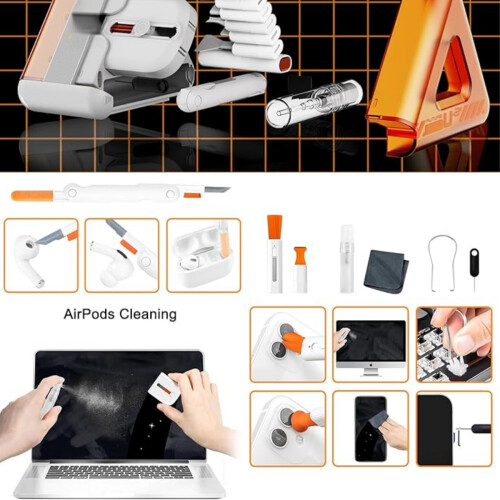 Electronics Cleaning Kit with Spray, Microfiber Cloth and Brush, 21-in-1 Cleaning Tools, Triangle Design 2