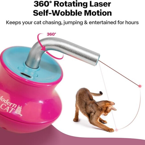 Automatic Cat Laser Pointer Toy for Indoor Cats, 360-Degree Rotating Interactive Toy, USB Rechargeable, Quiet Motion Sen 1