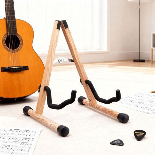Support de guitare pliable, cadre en A réglable, rembourré de mousse 2