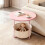 Table d'appoint ronde avec panier de rangement, structure en métal 2