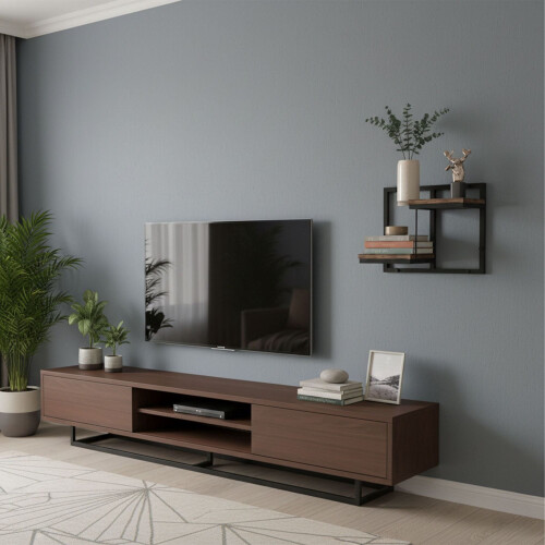 Étagère murale industrielle, métal et bois, design flottant 2