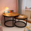 Tables d'appoint gigognes style industriel, lot de 2, effet bois 3