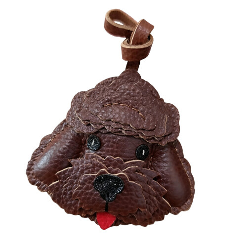 Creative Dog Pattern Keychain Ornament PU Leather-Dark Brown.