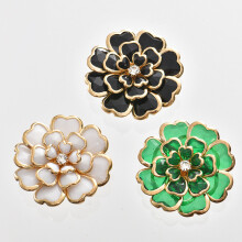 Alloy Floral Cufflinks Cover Rhinestones Flower Button-rose red