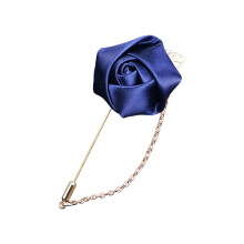 Artificial Rose Flower Corsage Pin for Bridal Shower-Navy blue