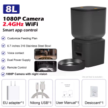 8L Automatic Cat Feeder with 1080P Camera WiFi Smart Pet Food Dispenser Dual Hopper App Control Night Vision & Voice Recorder