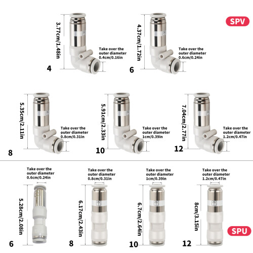 Quick Straight/Elbow Fitting Connector SPV SPU Pneumatic-10 1 1