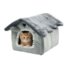 Casa cueva para gatos con techo de felpa y base antideslizante