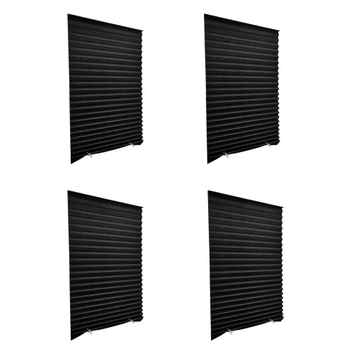 Sturdy Pleated Window Shade With Light-Full black 60 180 2