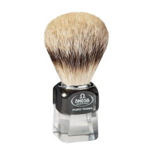 OMEGA Pure Badger Hair Shaving Brush #632 Transparent Black Resin Handle (M/S)