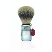 OMEGA Pure Badger Hair Shaving Brush #465 Brushed Aluminum Style Handle (M)