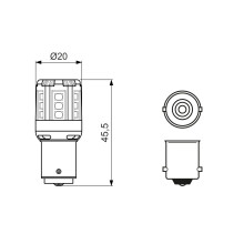 Bosch -P21W (- 382) LED Retrofit Car Light Bulbs - 12 V 1 W BA15s - 2 Bulbs