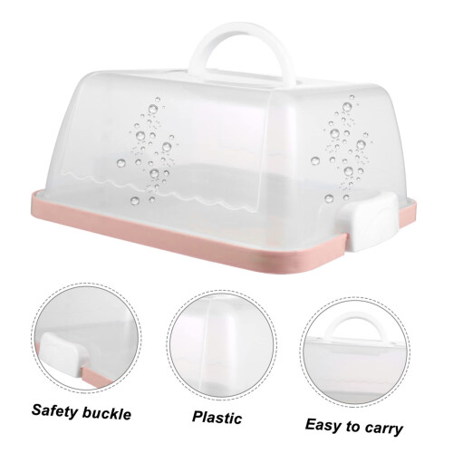 Portable Food Container For Cake Bread Storage Clear-Pink 1