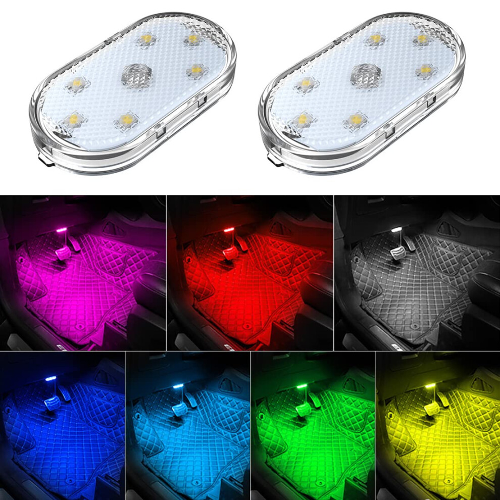 2 Pcs Car Led S Interior,7 Colors Ambient Ing Interior,Usb Rechargeable Car Reading Light 7029554191265