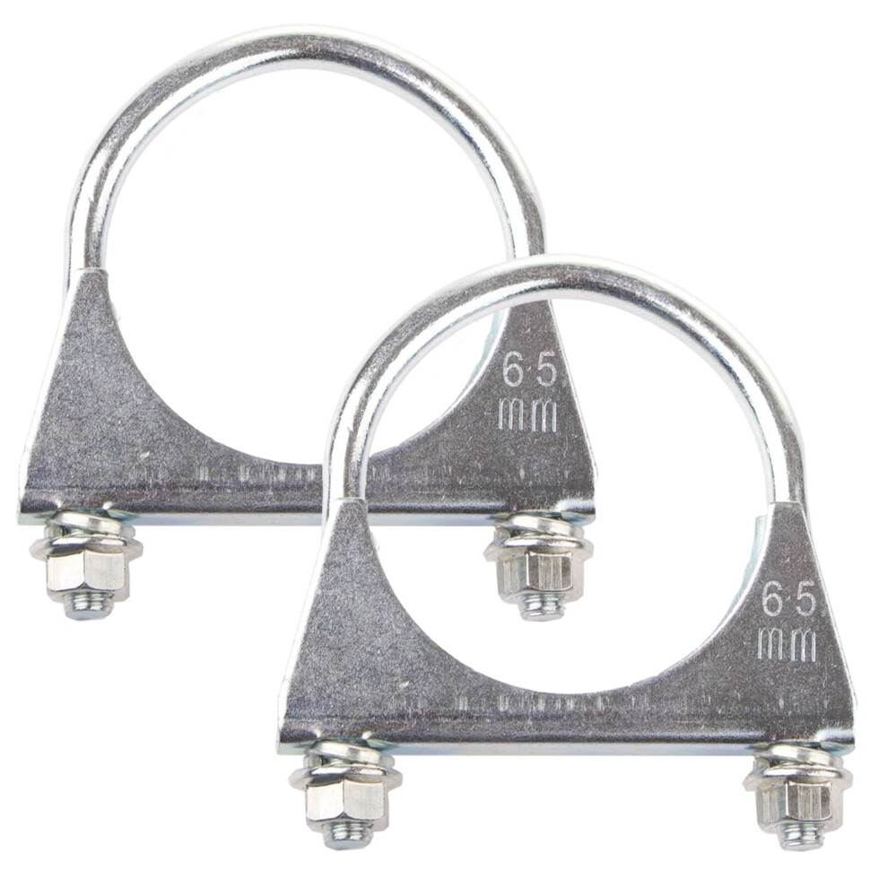 2 Pcs 65Mm Exhaust Clamp, Heavy Duty Exhaust Clamps U Clamps, Special Clamp For Exhaust Pipe U-Shaped Galvanized Pipe Clamp 5051226499449