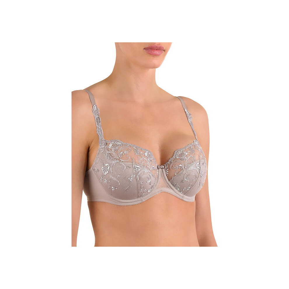 Felina (Uk 36 F Cup, Pearl ) Conturelle Sentiments Pearl Balconette Bra Grey