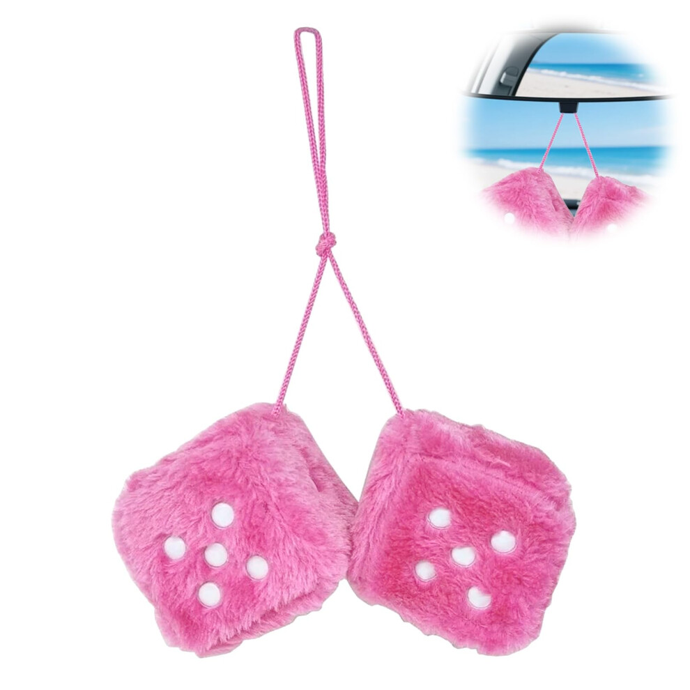 Pair 3Â Fuzzy Plush Dice Furry Dice For Car Fuzzy Dice For Car Fluffy Pink 4344303049707