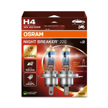 H4 OSRAM NIGHT BREAKER 220 PÆRER 6413NB220 SUPER STÆRKE 60/55W 12V