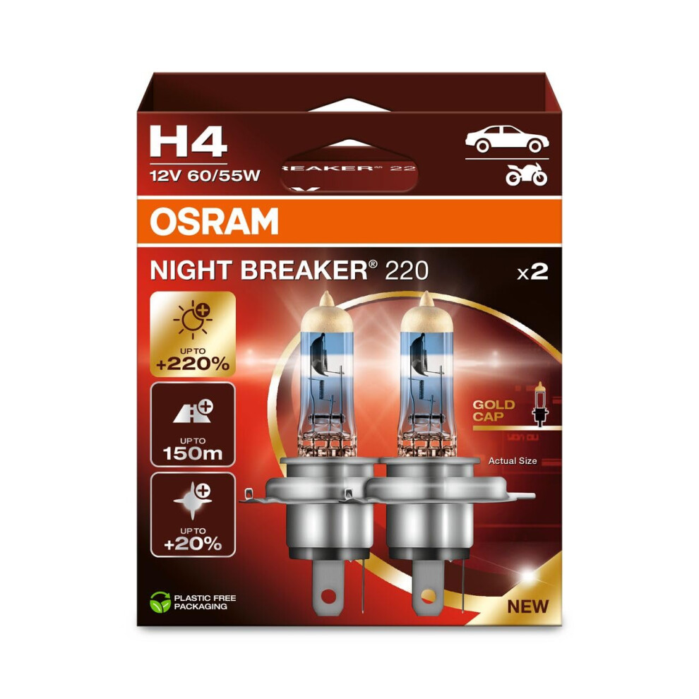 Osram Night Breaker 220 H4 220 More Brightness Halogen Headlight Lamp 64193