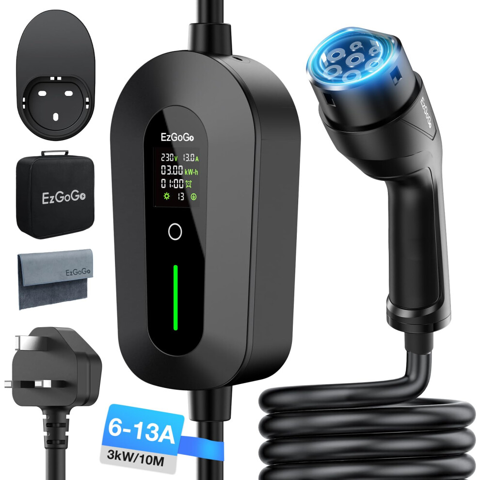 Ezgogo Ev Charger Cable Type 2 To 3 Pin Plug 3281Ft10m Electric Car Charger 3148729886318