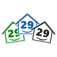 3 x Bin Numbers for Wheelie Bins, 1-99, 15cm ‘Happy House’ Colour Design Dustbin Stickers, Easy Application Stick On Number Stickers
