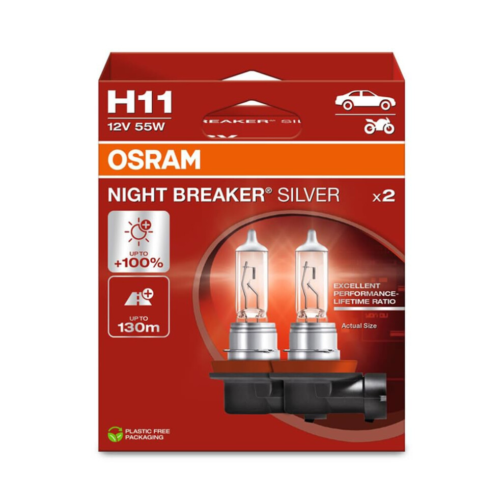 Osram Night Breaker H11 Halogen Headlight Lamps Hanging Folding Box Silver