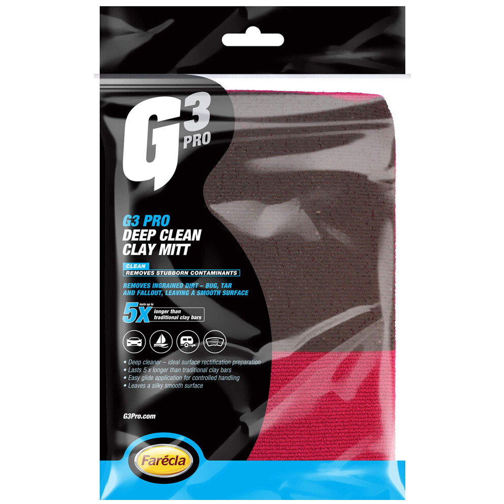 G3 Pro Deep Clean Clay Mitt (7191) Â Removes Tar, Tree Sap & Overspray For A Smooth Paint Finish Â Faster, Reusable Alternative To Clay Bars, Last 5290872289411
