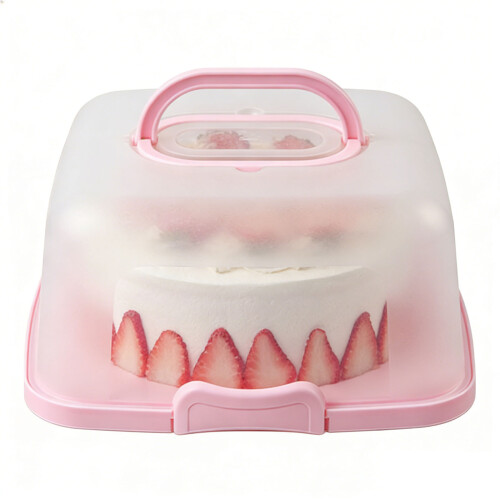 Portable Food Container For Cake Bread Storage Clear-Pink