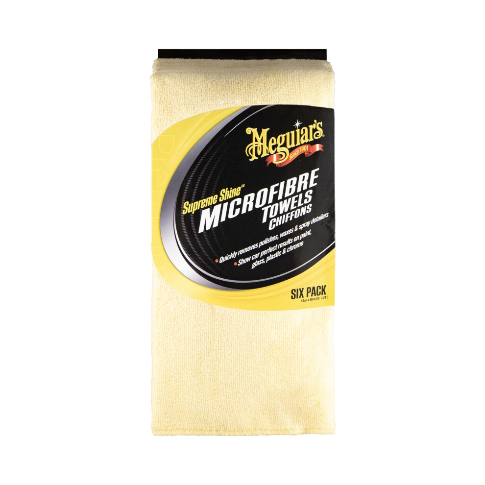 Meguiars X2035eu Supreme Shine Microfibre Car Cleaning Towels 6 Pack Yellow 7895767676611