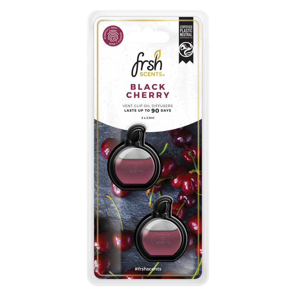 Frsh Scents Fr9170 Cherry X2 Mini Vent Clip Deluxe Diffuser Air Freshener - Lifespan Of Upto 90 Days - Ideal For Any Sized Car Vent Black 4774914205863