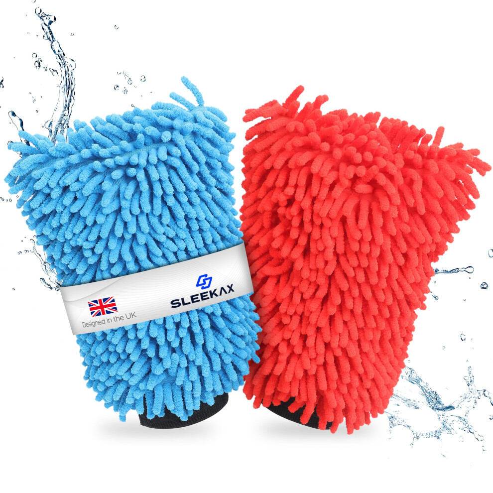 Sleekax Microfibre Car Wash Mitt - Ultra-Soft, Super Absorbent & Scratch-Free Wash Mitt Glove For Car Washing, Lightweight & Durable, Safer Than Spong 5070000237756