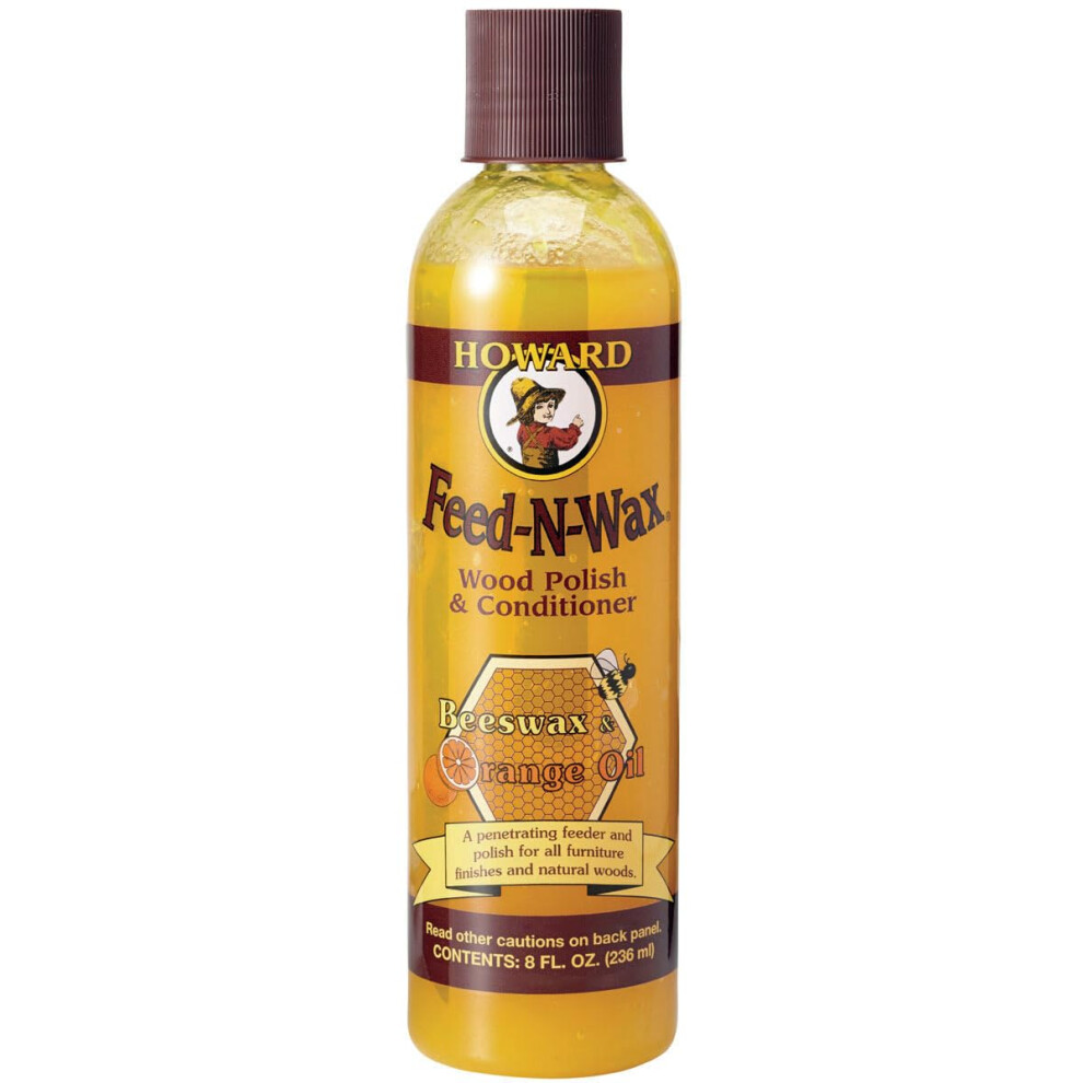Howard Feed N Wax Wood Polish, A Conditioner With Beeswax Plus Oil, Furniture Restorer For Protecting All Wooden Surfaces, 236Ml Orange 5051226523847