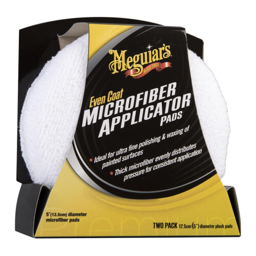 Meguiars Even Coat Microfibre Reusable Applicator Pads 2 Pack 127 cm Hand A