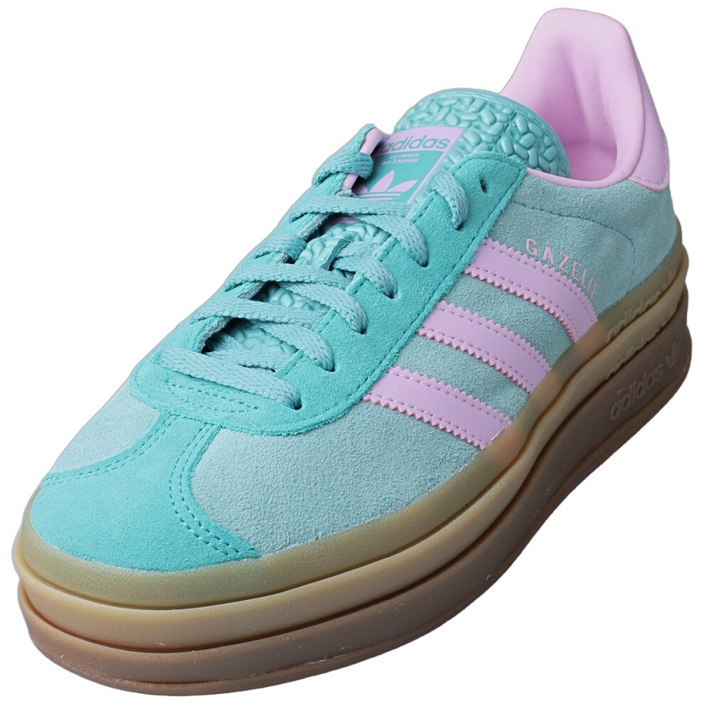 Adidas (5.5) Gazelle Bold Womens Fashion Trainers In Teal Pink Blue,Pink