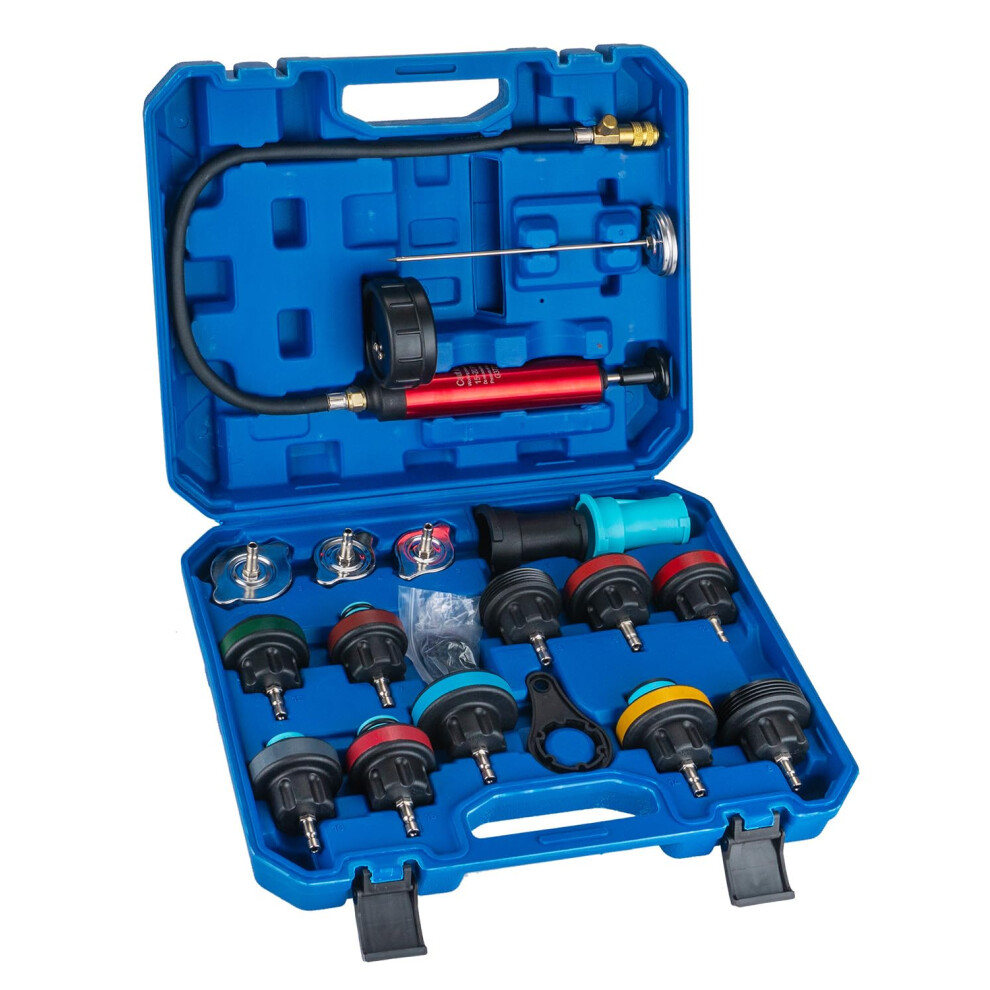 Gotluck 19Pcs Cooling System Radiator Pressure Tester Kit,Universal Water Tank Leak Detector Adapter,Car Cooling System Tester Kit For Most Car Brands 5051226449680