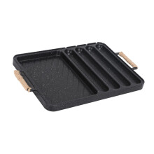 Doppelseitige Aluminium-Kochpfanne für Outdoor-Camping-Schwarz