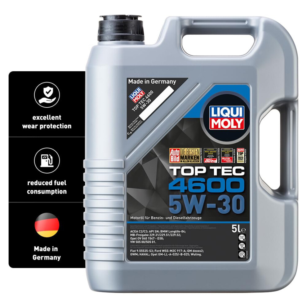 Liqui Moly Top Tec 4600 5W30 5 L Synthesis Technology Motor Oil Sku 2316 5302135347278