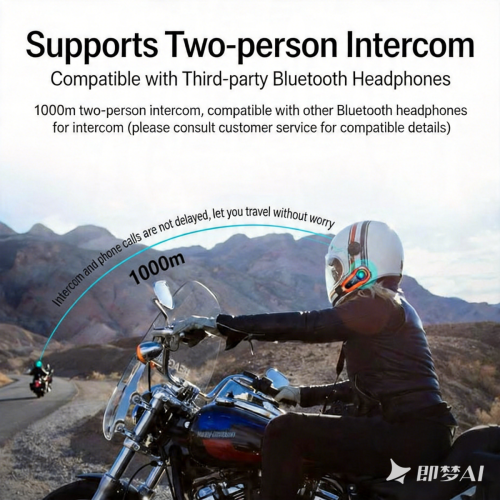 Ακουστικά Bluetooth 5.0 για κράνος μοτοσικλέτας, ενδοεπικοινωνία 2 δρόμων 1000 μέτρω 2