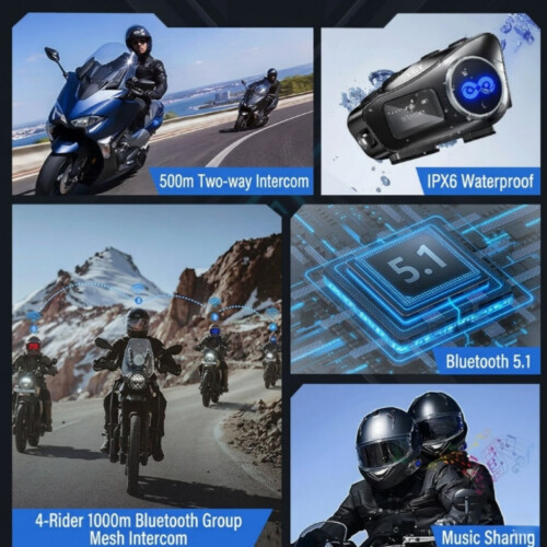 Ενδοεπικοινωνία κράνους Y6X με μπαταρία 1000mAh, 22 ώρες μουσικής και 16 ώρες χρόνου 2