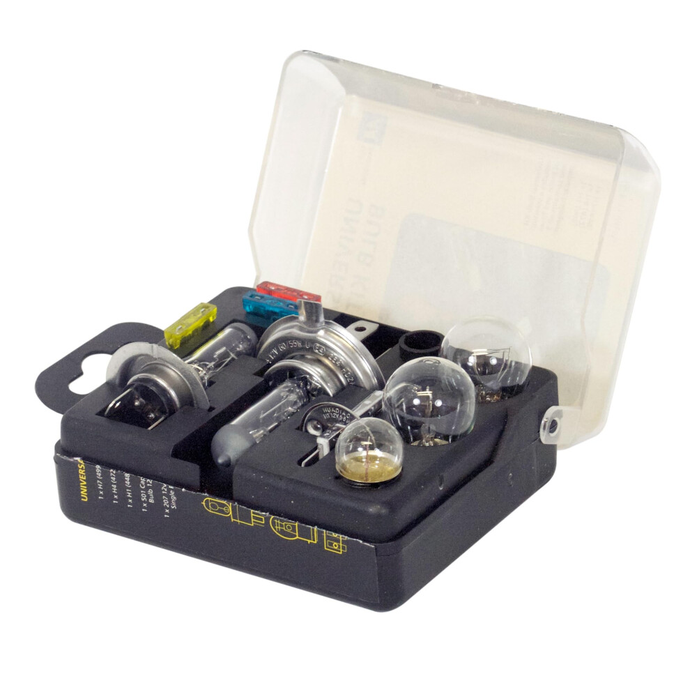 Aa Compact Universal Car Bulbfuse Kit Aa0552 Includes Popular Halogen Bulb Black/Silver 8670670048279