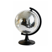 Spiegel-Disco-Kugel-Globus-Statuen, Tischdekorationen,-Silber S