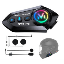Y12 Pro helm Bluetooth 5.4 headset, 2-rijders intercom met 500m bereik, 1000mAh batterij, 22 uur muziekweergave, dual-chip audiomixing,