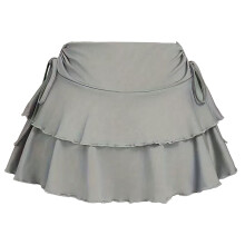 Retro Style Low Rise Skirt with Adjustable Drawstring-Gray S