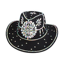 Luxury Rhinestones Western Hat For Personal-black look 2 M