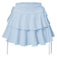 Retro Style Low Rise Skirt with Adjustable-Sky Blue XL