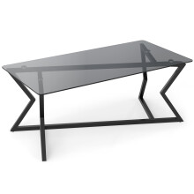 Rechteckiger Couchtisch mit Tischplatte aus gehärtetem Glas und Metallgestell