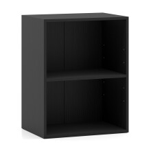 Schwarzes, zweistöckiges Bücherregal aus Holz mit verstellbaren Regalböden