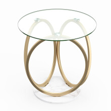 Runder Couchtisch aus Glas mit goldfarbenem Metallgestell