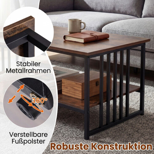 Rechteckiger Couchtisch mit 2 Ablagen, Metallgestell 2