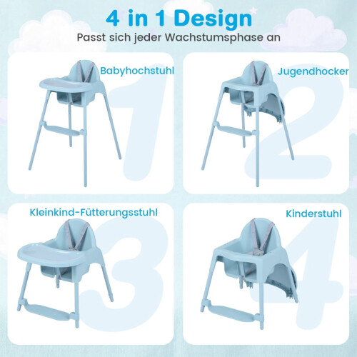 4-in-1-Babyhochstuhl mit verstellbarem Tablett 2